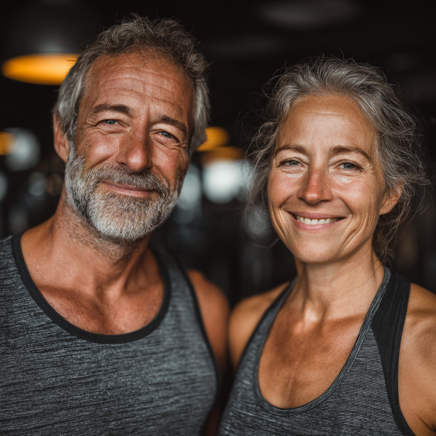 Seniori activi făcând exerciții